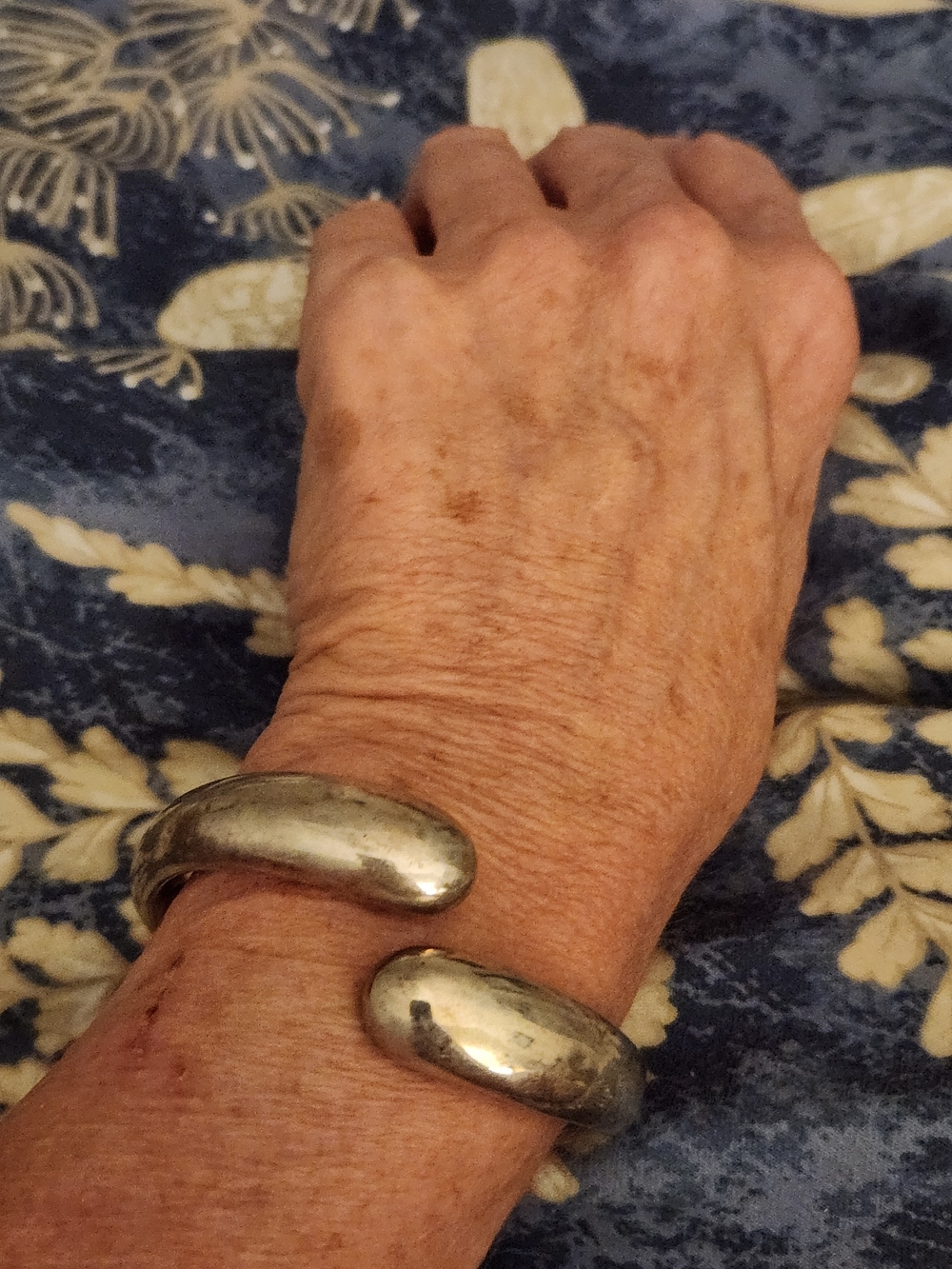 Chunky 925 Silver Open Cuff Bracelet - Sculptural Modern Style